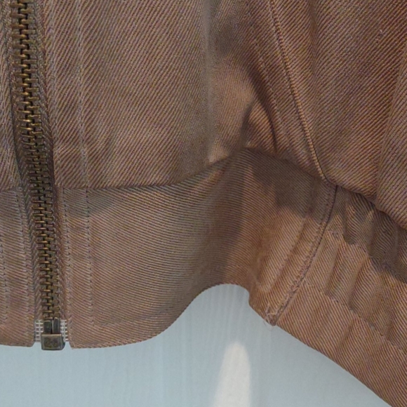 Cypress Grove Taupe 100% Silk Bomber Jacket - Picture 10 of 12